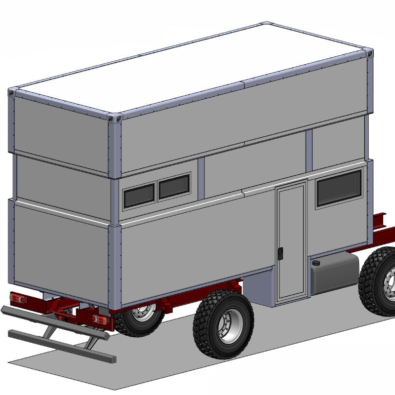 caisson d'escalier bas vehicule voyage amenagement 4x4 campers lab expedition frapp man outbound escalier acces cellule escamotable plateforme homologué